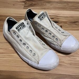Converse White Slip-On Low Top Canvas Sneakers